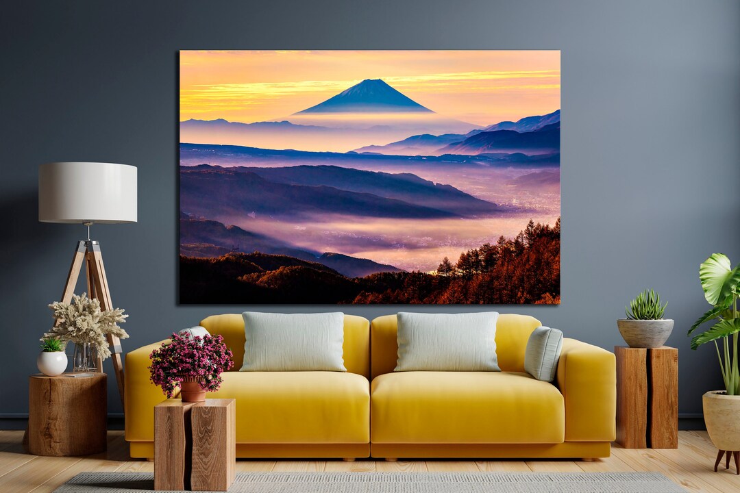 Mount Fuji Canvas Art Print Mountain Mist Print Japan Nature Print ...