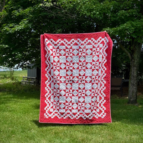 Red Tidings Quilt Muster, rot und weiß Quilt Muster, Sterne Quilt Muster