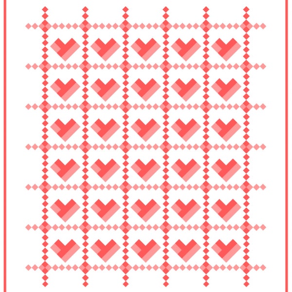Avery quilt pattern, heart quilt, chain quilt, fat quarter quilt, scrap quilt pattern, valentine's quilt pattern