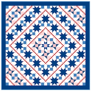 Stargazer-quiltmönster, stjärnquilt, kedjequilt, americana-quilt, avancerad nybörjare