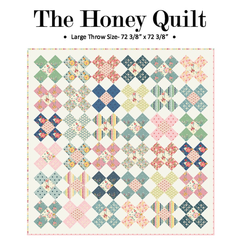 The Honey quilt pattern, granny square quilt, layer cake quilt, precut quilt, x quilt throw quilt pattern image 2
