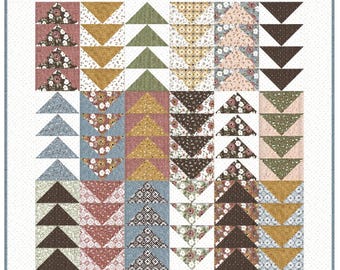 PDF VERSION- Flying Geese Quilt Pattern, Layer Cake Throw Quilt (PDF Download)