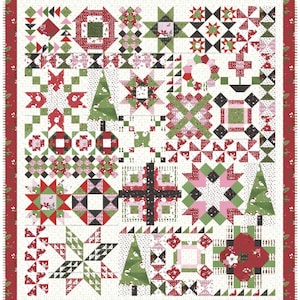 Holly Jolly Sampler Quilt, rote und grüne Quilt Anleitung, Sampler Quilt Anleitung, Weihnachts Quilt Anleitung, Wochenblock