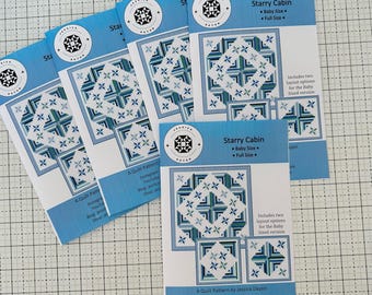 WHOLESALE option- PAPER VERSION-Starry Cabin, star quilt and log cabin quilt pattern