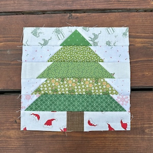 Evergreen quilt block pattern, tree block traditional piecing, quilted tree pattern, 9&quot; 12&quot; 18&quot;