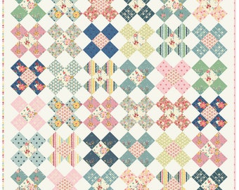 The Honey quilt pattern, granny square quilt, layer cake quilt, precut quilt, x quilt throw quilt pattern