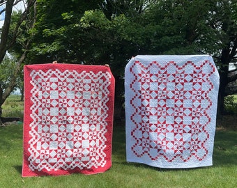 BUNDLE- Includes BOTH Red Tidings Quilt AND White Tidings Quilt Pattern, red and white quilt pattern, star quilt pattern