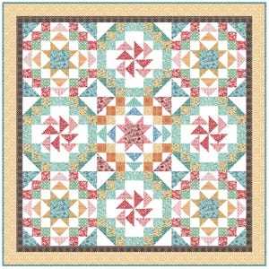 Happy Go Lucky quilt pattern, fat quarter quilt, star quilt, flying geese quilt, precut quilt