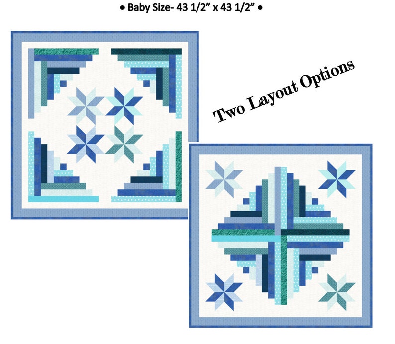 Starry Cabin quilt pattern, star quilt, log cabin quilt, baby quilt pattern image 3