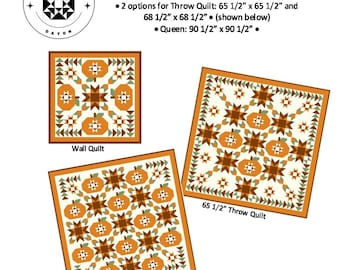 PDF VERSION- Upsized Pumpkin Patch quilt pattern: Baby, 2 Throw Options, Queen