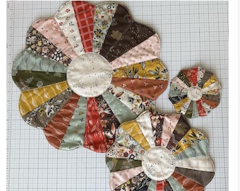 PAPER VERSION- Grandmother's Sunburst pattern, dresden pattern, table topper pattern, quilted placemat pattern, coaster pattern