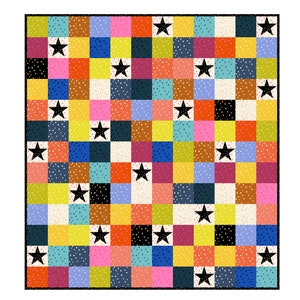 Nighttime Sky Quilt Pattern, star quilt pattern, patchwork squares quilt pattern, fat quarter and 10&quot; square quilt pattern