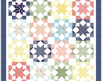 PDF VERSION: Sweet Star Quilt Pattern, scrappy star quilt pattern, fat quarter quilt