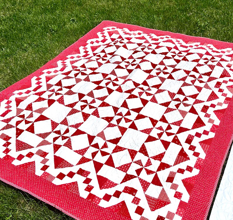 Red Tidings Quilt Pattern, Red and White Quilt Pattern, Star Quilt ...