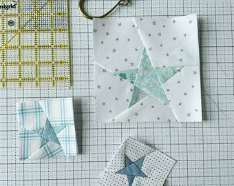 Twinkling Star FPP Quilt Block Muster, Basis Papier Ansetzstern, Stern FPP Muster, 10 cm