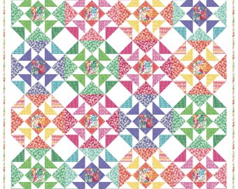 PDF VERSION- Kaleidoscope Star Quilt Pattern, Throw Size (PDF Download)