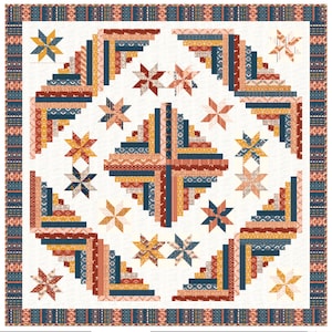 Starry Cabin quilt pattern, star quilt, log cabin quilt, baby quilt pattern