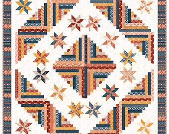 Starry Cabin quilt pattern, star quilt, log cabin quilt, baby quilt pattern