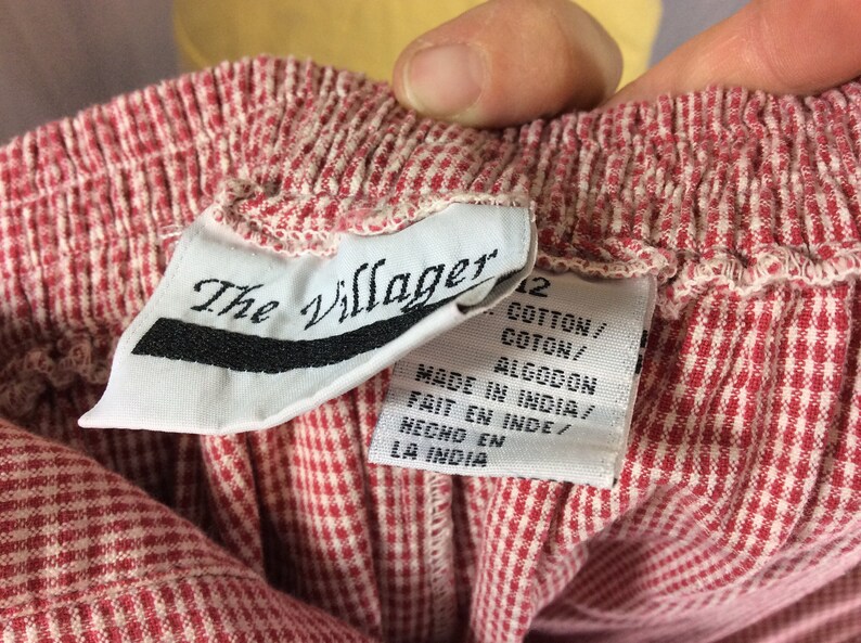Size 12 The Villager Vintage Button Up Red Gingham Midi Skirt with Pockets