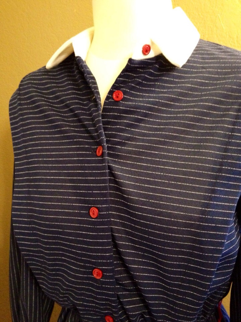 VTG Red White /& Blue Secretary Dress Long Sleeved Collared Jamie Size 16