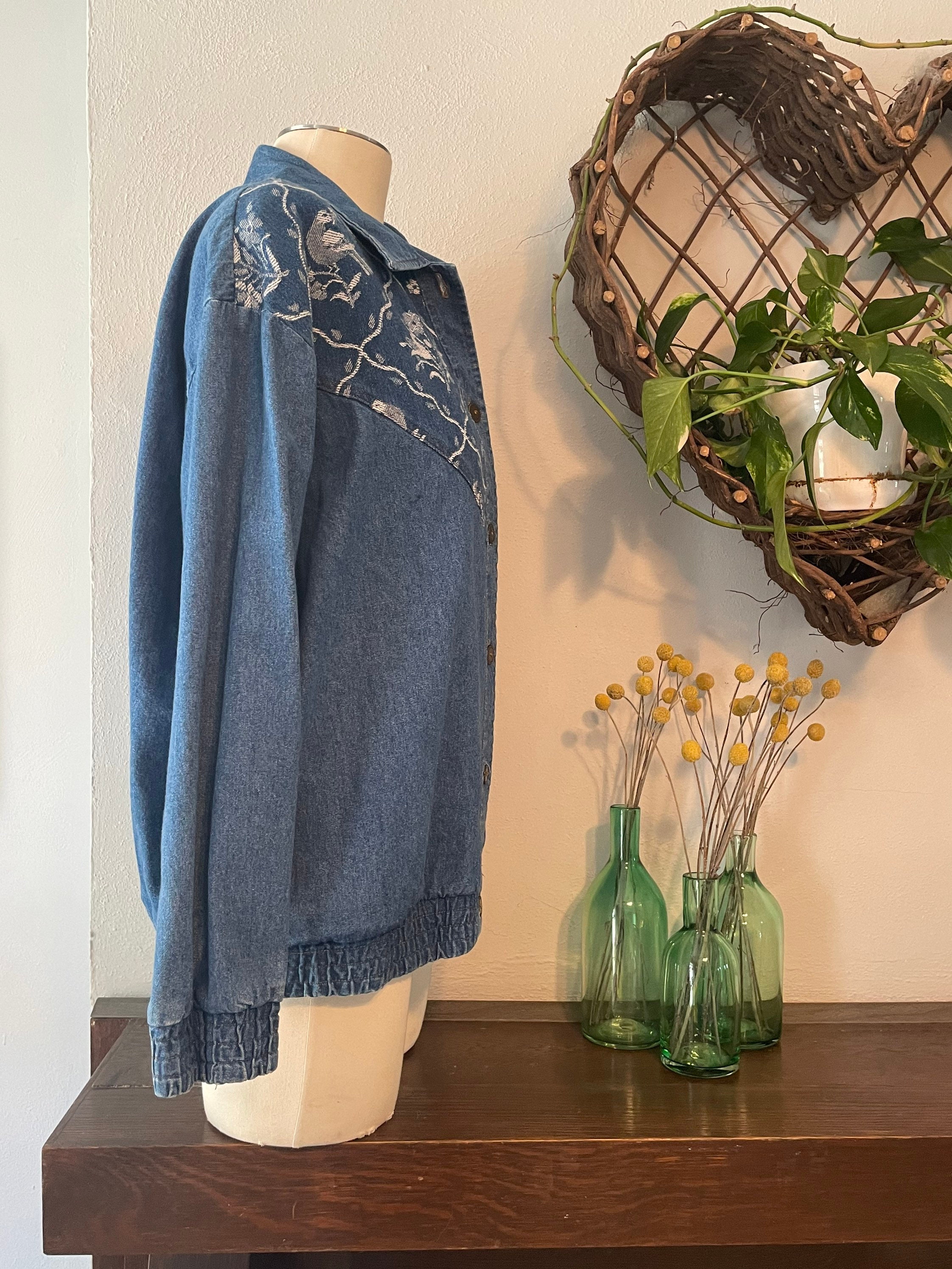 Vintage Teddi Denim Jacket With Embroidered Detail Size Large 