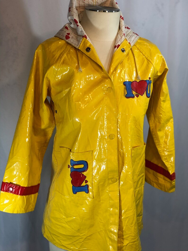 Vintage Yellow Raincoat I Love You I 3 U Splash Wear Etsy