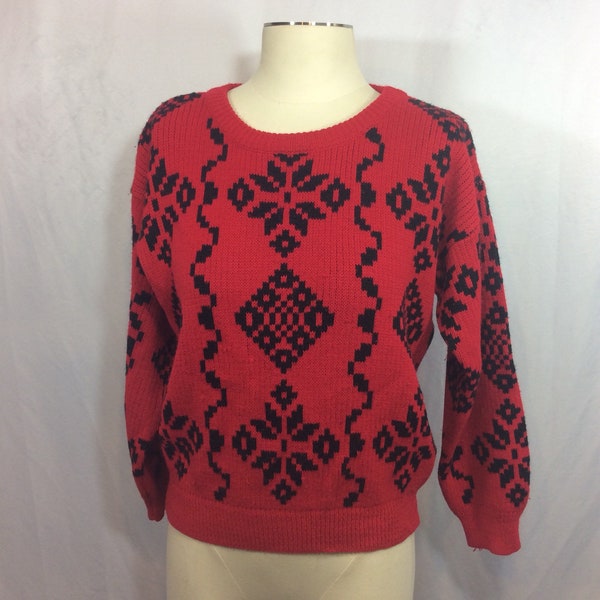 Vintage rot und schwarz Esprit Pullover | Mittel