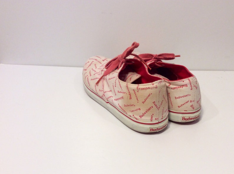RARE Vintage Budweiser Tie Sneakers Official Product Canvas Sneakers Beer Brewery Anheuser Busch Size 7 Womens