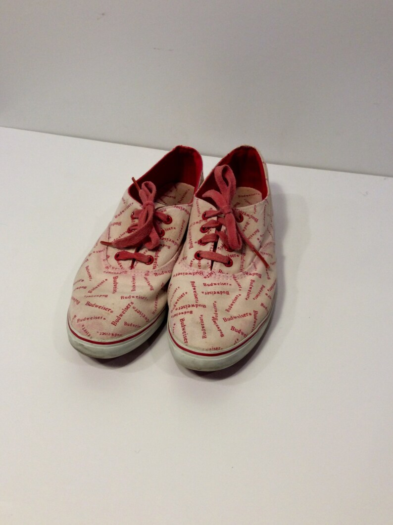 RARE Vintage Budweiser Tie Sneakers Official Product Canvas Sneakers Beer Brewery Anheuser Busch Size 7 Womens