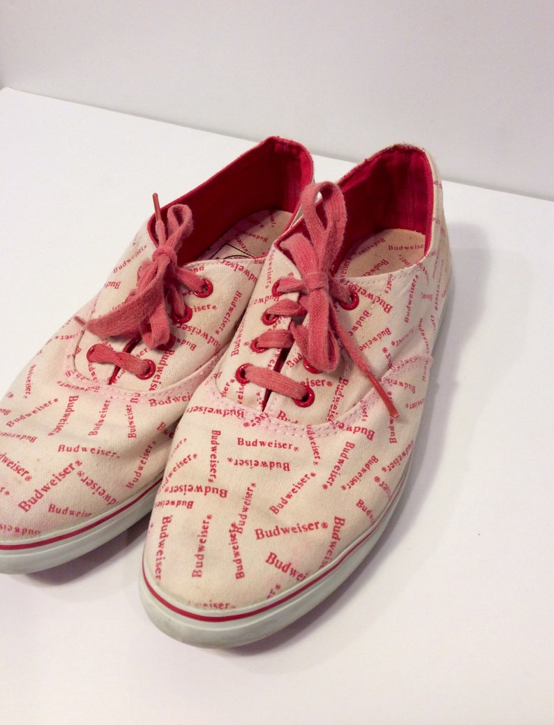 RARE Vintage Budweiser Tie Sneakers Official Product Canvas Sneakers Beer Brewery Anheuser Busch Size 7 Womens