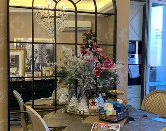 イタリア・アンティーク☆ベネチアンムラノグラスミラー／壁掛鏡☆芸術的ガラス工芸 蒼いお花がいっぱい ムラーノガラスミラー - 薔薇と天使の