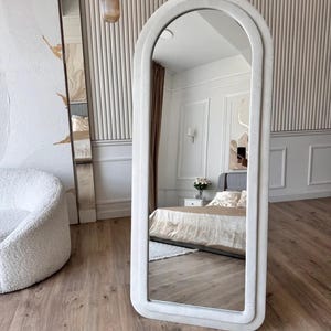 Specchiera Da Parete 160x60 Cm Frassino Crema - Made In Italy, Appoggio A Terra O Muro - Foto 3