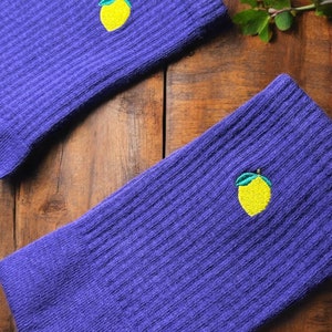 Fruit Socks Set - Embroidery Colorful Sock - Funny Socks - Breathable Durable - Socken - Christmas Gift Lemon