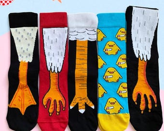 Funny Animal Feet Socks Set – Chicken, Duck & Bird Leg Socks, Mismatch Novelty Christmas Gift
