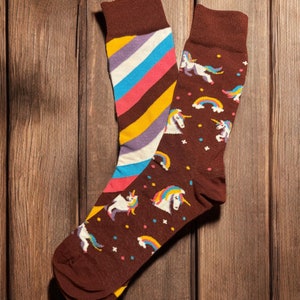 Whimsical Unicorn and Rainbow Socks- Colorful and Fun Striped Socks Magical Unicorn-Themed Socks  For Love Ones - Unique Gift for Valentine