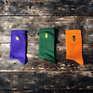 Fruit Socks Set - Embroidery Colorful Sock - Funny Socks - Breathable Durable - Socken - Christmas Gift Socks Box-2 (3pcs)