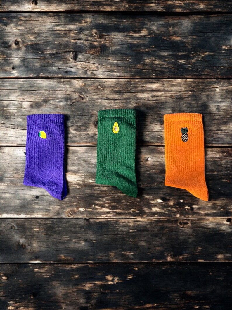 Fruit Socks Set - Embroidery Colorful Sock - Funny Socks - Breathable Durable - Socken - Christmas Gift Socks Box-2 (3pcs)