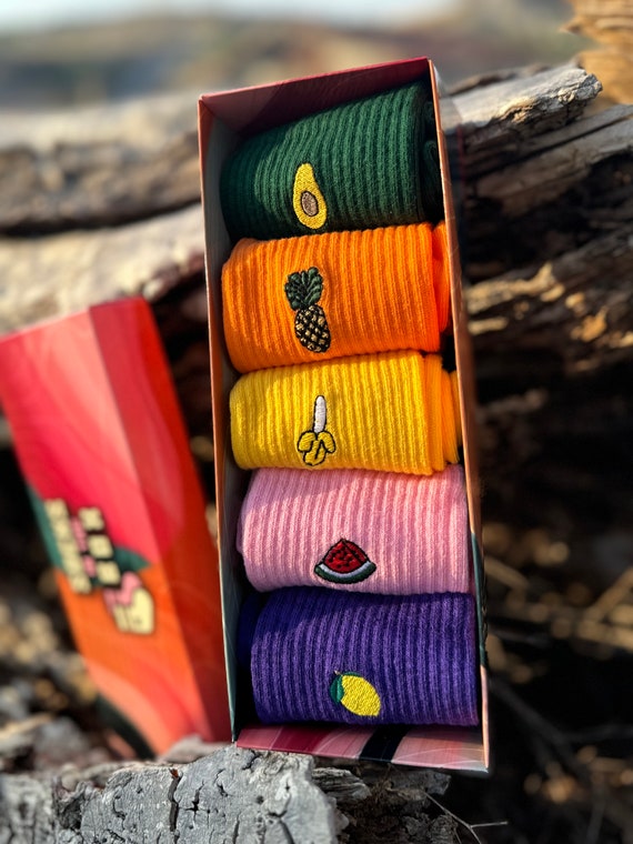 Fruit Socks Set - Embroidery Colorful Sock - Funny Socks - Breathable Durable - Socken - Christmas Gift