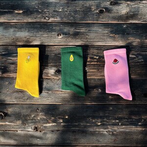 Fruit Socks Set - Embroidery Colorful Sock - Funny Socks - Breathable Durable - Socken - Christmas Gift Socks Box-1 (3pcs)