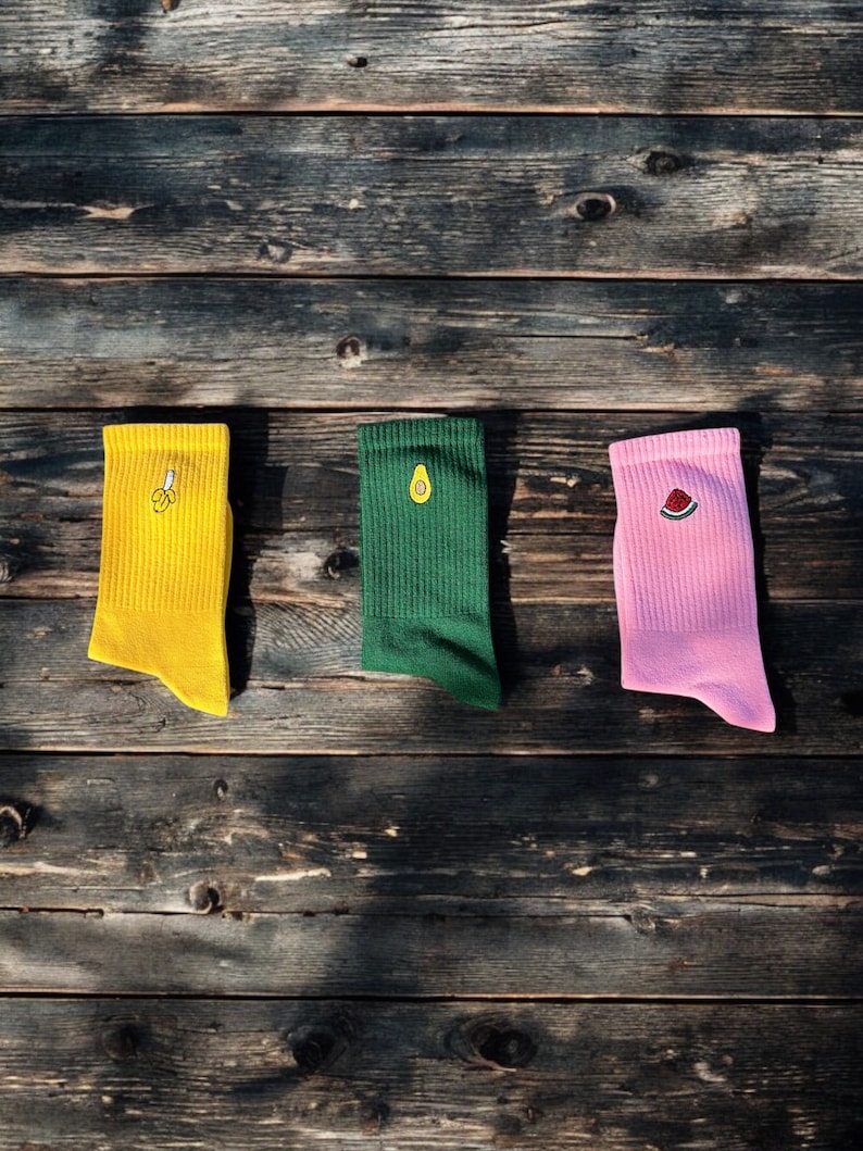 Fruit Socks Set - Embroidery Colorful Sock - Funny Socks - Breathable Durable - Socken - Christmas Gift Socks Box-1 (3pcs)