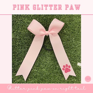 Pink Cheer Bow: Long Tail Ribbon, Paw & Chevron - October Game Day - Etsy