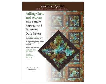 Quilt Pattern Instant Download PDF Falling Leaves and Acorns Fusible Appliqué Patchwork