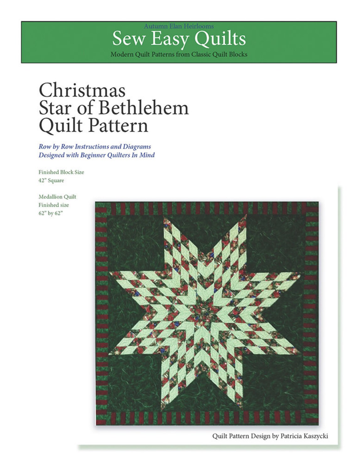 Quilt Pattern Star of Bethlehem Modern Patchwork Christmas PDF Pattern With Instant Digital ...