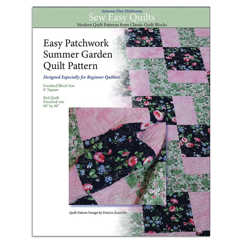 Quilt Pattern Instant Download PDF Summer Garden Patchwork Beginner Friendly Sew Easy image 1