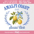 Amalfi Coast Social Club PNG, Capri Italy, Lemon Tree, Aesthetic Coquette Sublimation, Aperol Spritz, Bachelorette, Girlie DTF print ready