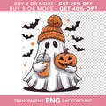 Halloween Spooky Ghost PNG, Pumpkin Spice, Spooky Cute Ghost, Ghost with Beanie,  Instant download, Halloween Bats, Autumn DTF Printing Art