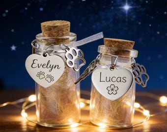 Frasco personalizado de recuerdo de pelo de mascota con foto, recuerdo personalizado de pelo de mascota, regalo para recordar a un perro o gato fallecido, recuerdo de recuerdo de mascota