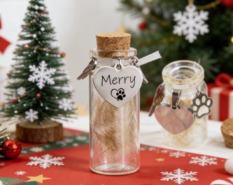 Frasco de recuerdo de pelo de mascota, vial de vidrio conmemorativo personalizado, regalo personalizado para recordar la pérdida de una mascota