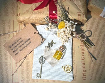 Mini caja de regalo para ella, botella de los deseos, regalo de flores secas, regalo de cumpleaños, regalo de agradecimiento, regalo para desear pronta recuperación.