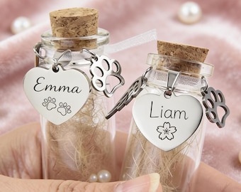 Frasco conmemorativo para mascotas con retrato, frasco personalizado para pelo de mascota, regalo personalizado de condolencia por la pérdida de un perro o gato